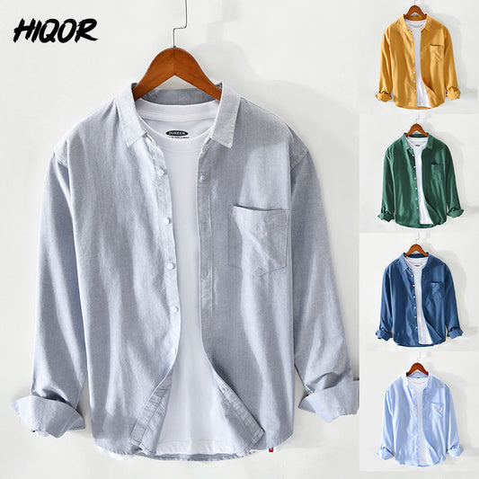 Solid Oxford Camisas Cotton Vintage Simple Shirt