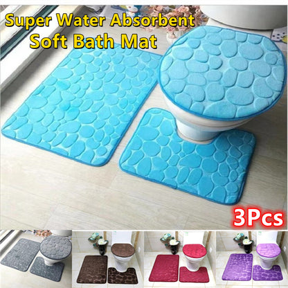 Home Bathroom Bath Mat Set Toilet Soft