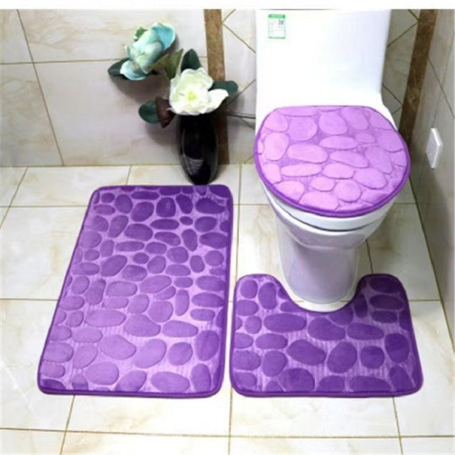 Home Bathroom Bath Mat Set Toilet Soft