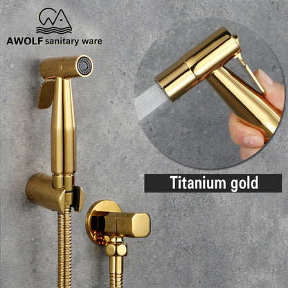 Toilet Bidet Sprayer Douche Kit Titanium Gold