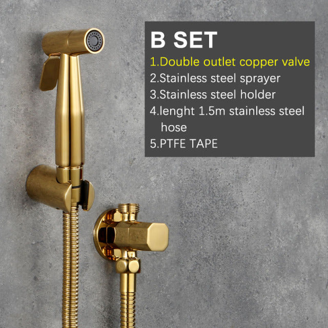 Toilet Bidet Sprayer Douche Kit Titanium Gold