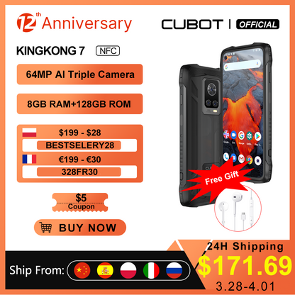 Cubot King Kong 7 IP68 IP69K Waterproof Rugged Smartphone