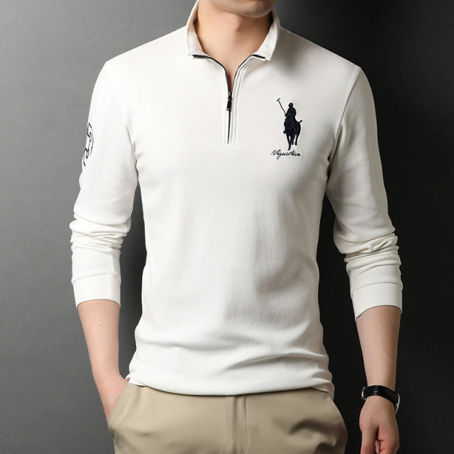 Pure Cotton Long Sleeve Polo Shirt