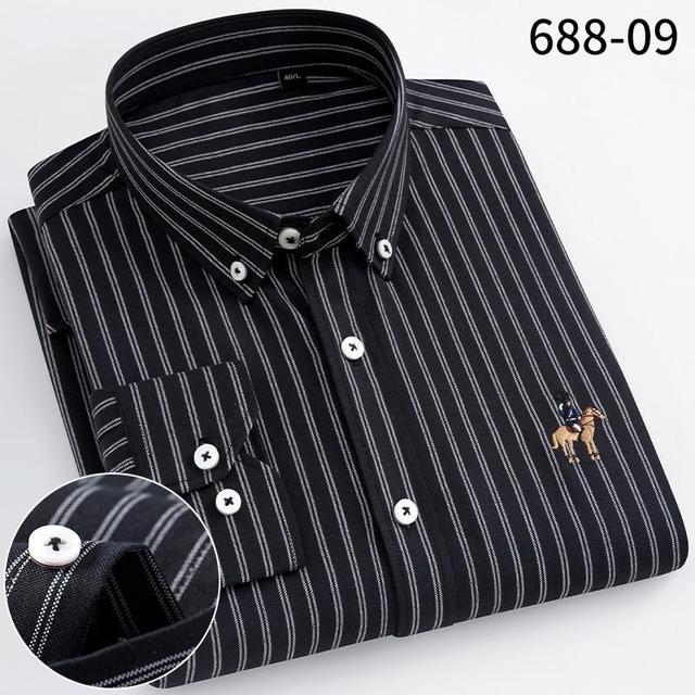 Oxford Shirt Long Sleeve Embroidered  Casual