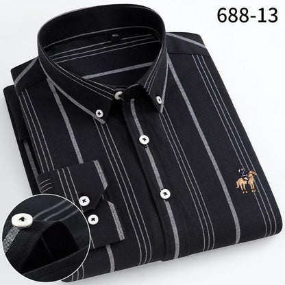 Oxford Shirt Long Sleeve Embroidered  Casual