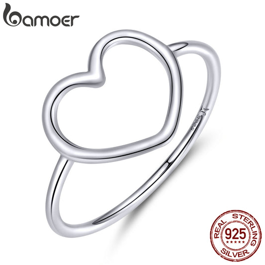 Silver 925 Simple Minimalist Heart Finger Ring