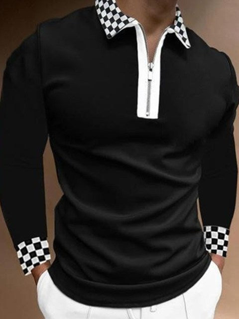 Clothing Black White Long Sleeve Polo Shirts