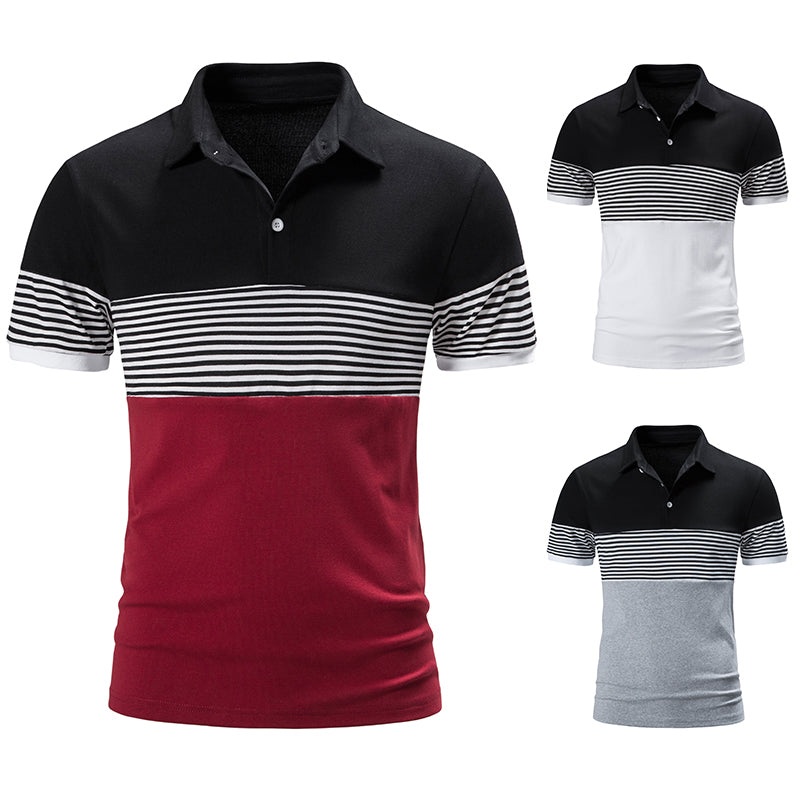 Polo Shirts Men Striped Brand Casual