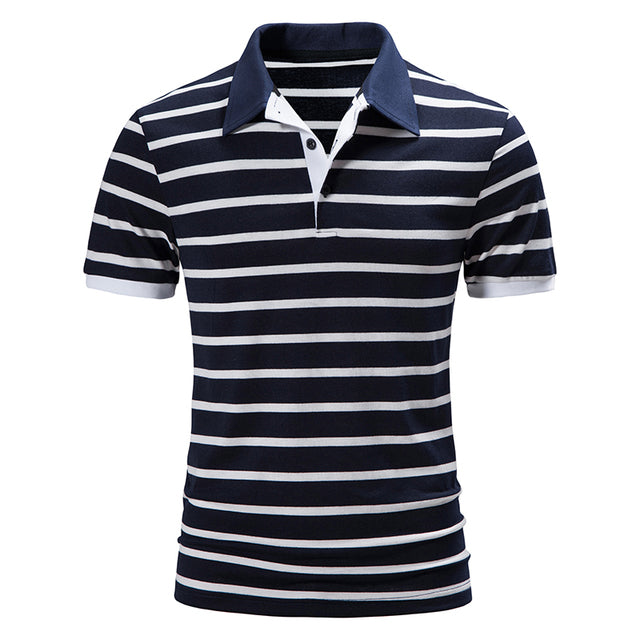 Polo Shirts Men Striped Brand Casual