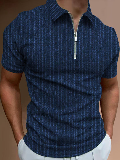 Casual Striped Print Polo Shirt