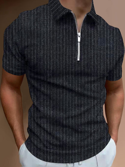 Casual Striped Print Polo Shirt