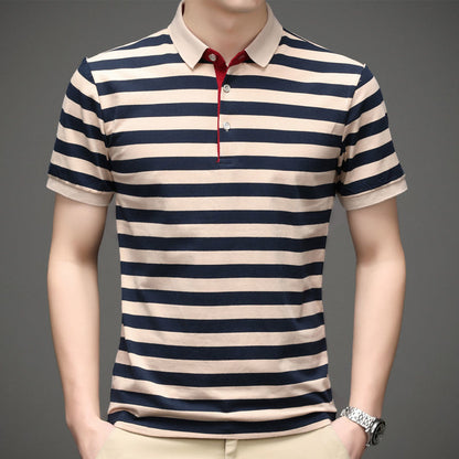 Polo Shirts Striped Men Casual