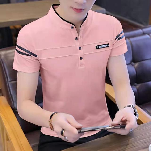 Summer Men Polo Shirts Cotton Stand Collar Men Tops