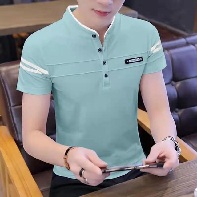 Summer Men Polo Shirts Cotton Stand Collar Men Tops