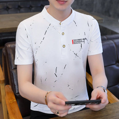 Summer Men Polo Shirts Cotton Stand Collar Men Tops