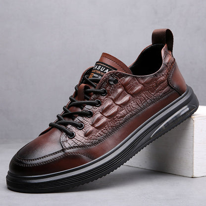 Crocodile Pattern Trend Urban Casual Leather Shoes