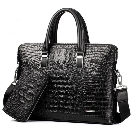 Brand Crocodile Pattern Briefcases Designer Alligator PU Leather Handbag