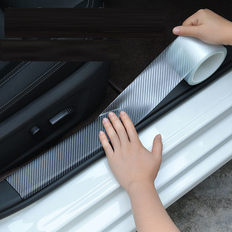 Universal 5D Car Door Sill Transparent Carbon Fiber