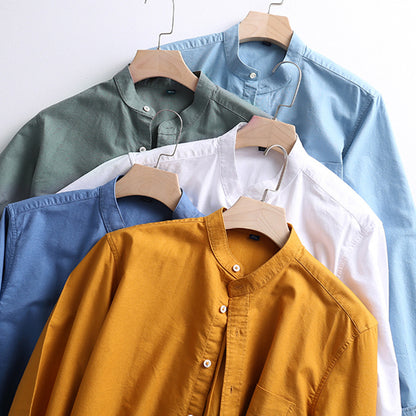 Casual Shirt Cotton Oxford Stand Collar Shirt