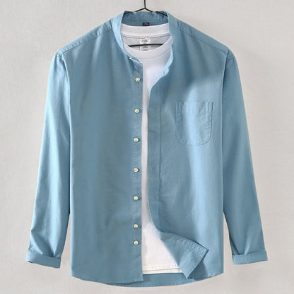 Casual Shirt Cotton Oxford Stand Collar Shirt