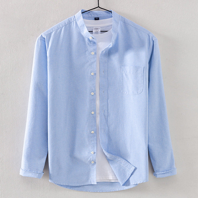 Casual Shirt Cotton Oxford Stand Collar Shirt