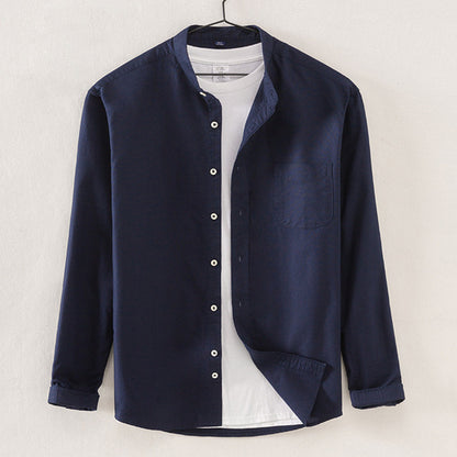 Casual Shirt Cotton Oxford Stand Collar Shirt