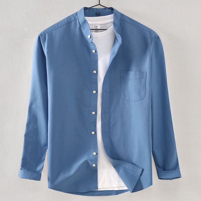 Casual Shirt Cotton Oxford Stand Collar Shirt