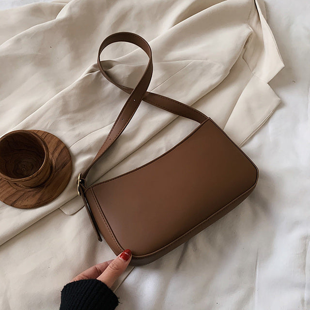 Cute Solid Color Small Leather Shoulder Bag