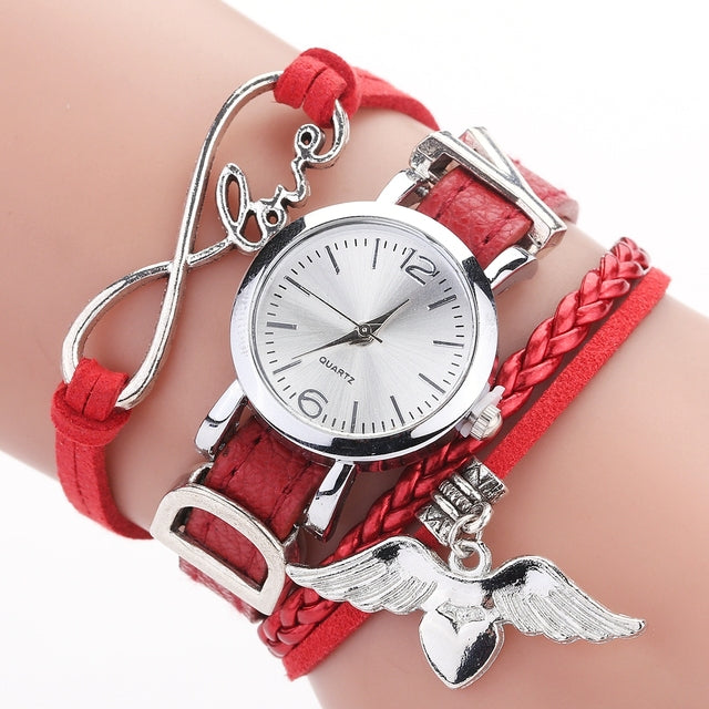 Heart Pendant Bracelet Dress Quartz Watch