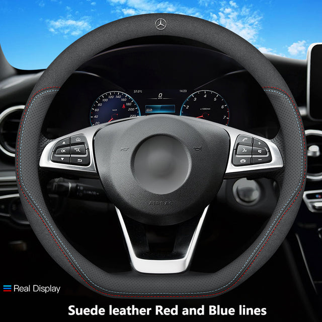 Suede Leather Car Steering Wheel Cover Mercedes-Benz