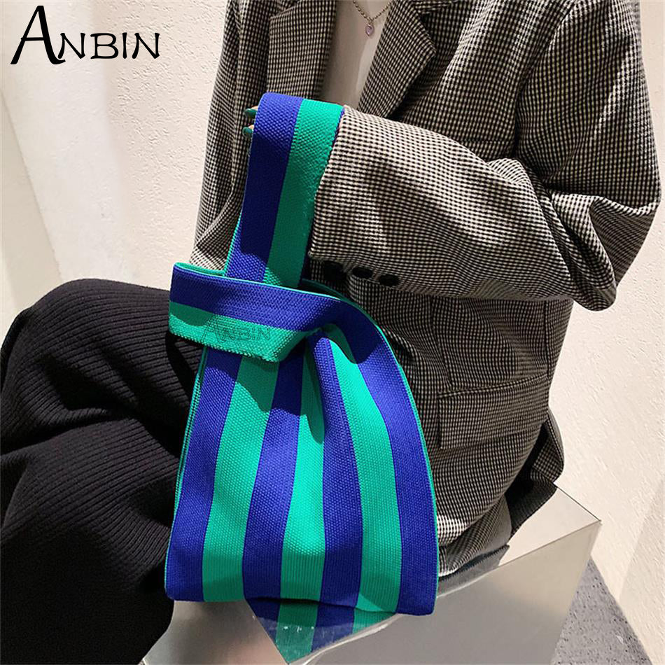 Japanese Knot Casual Color Wide Stripe Hand bag