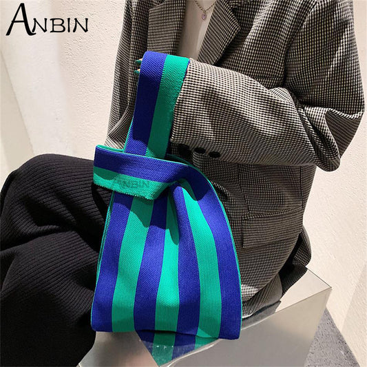 Japanese Knot Casual Color Wide Stripe Hand bag