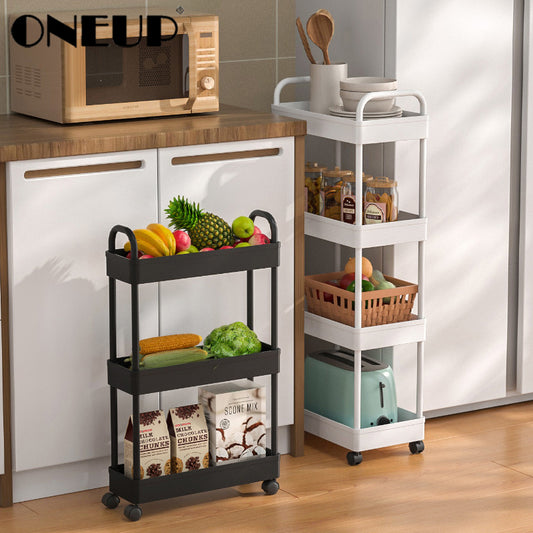 Layer Floor Cart Shelves Kitchen Mobile Storage