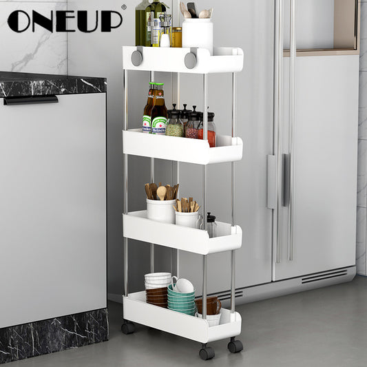 Tier Slim Slide Storage Cart Mobile Shelving Kitchen Storage