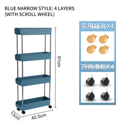 Tier Slim Slide Storage Cart Mobile Shelving Kitchen Storage