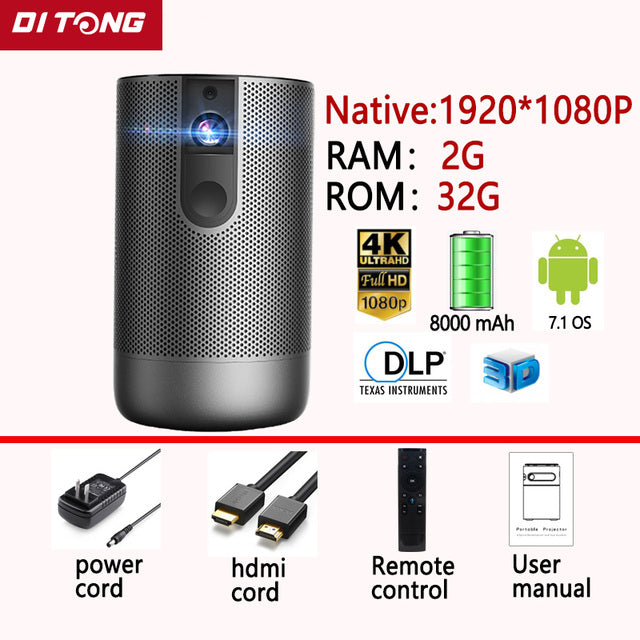 Smart DLP Mini Projector 1080P