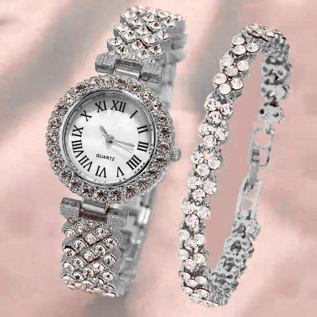 Steel belt Love Steel belt Rhinestone Watch