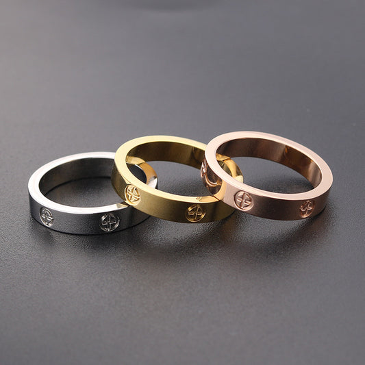 Trendy Stainless Steel Rose Gold Color Love Ring