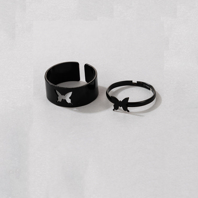 Punk Heart Star Butterfly Moon Ring