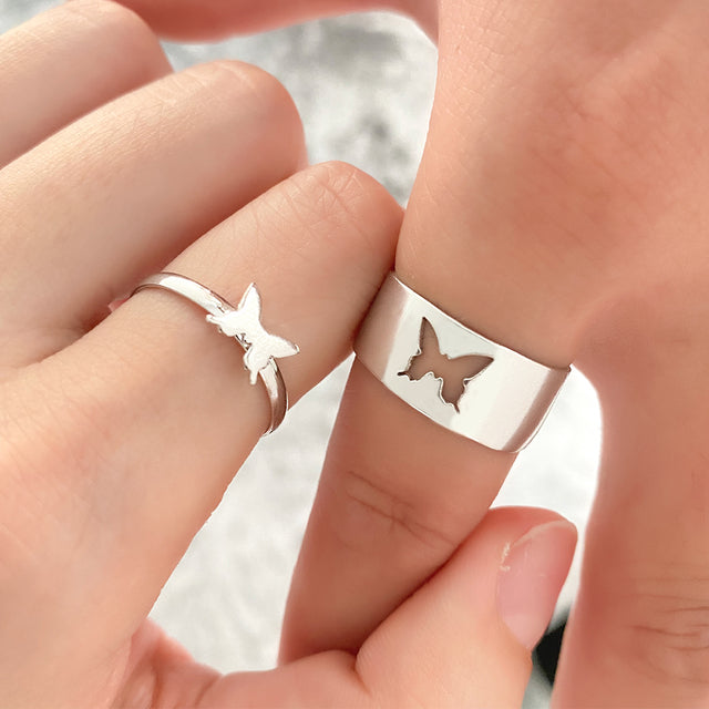 Trendy Silver Color Butterfly Love Ring