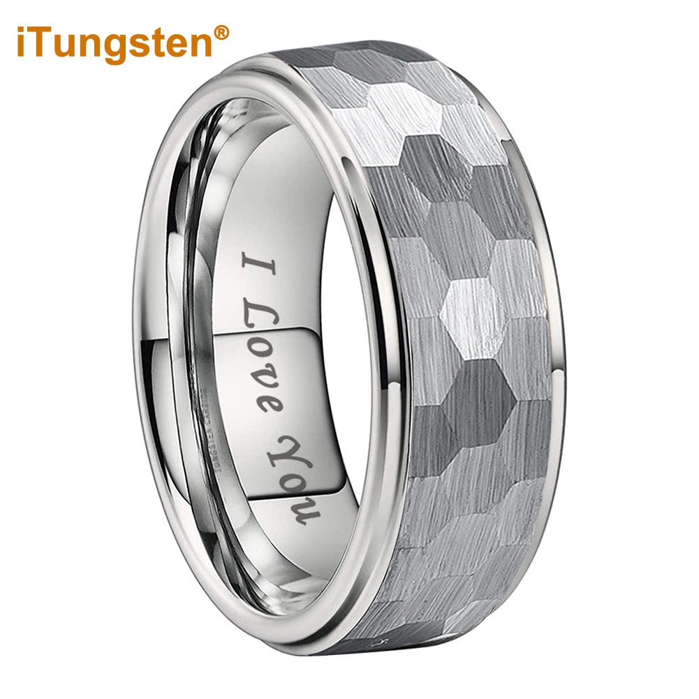 Black Gold Rose Hammered Tungsten Ring