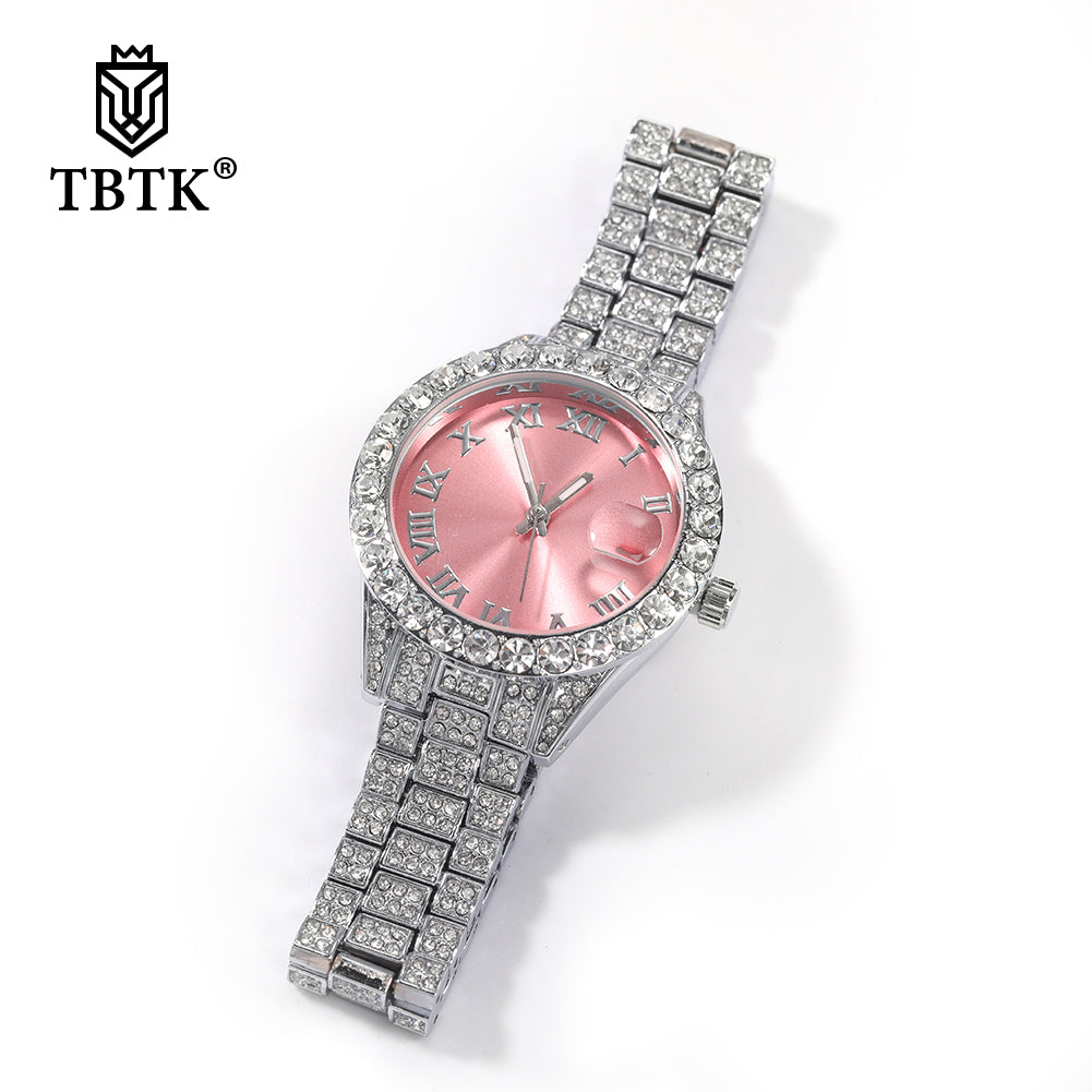 Watch Baby Pink Dial Iced