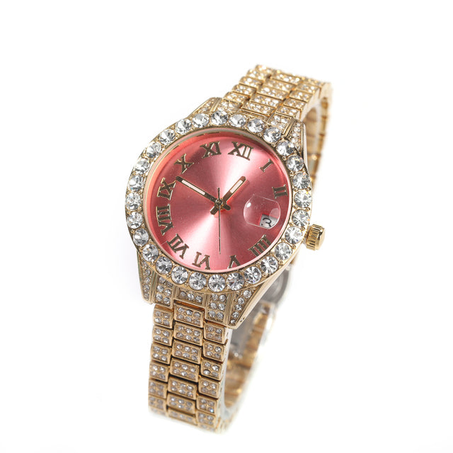 Watch Baby Pink Dial Iced