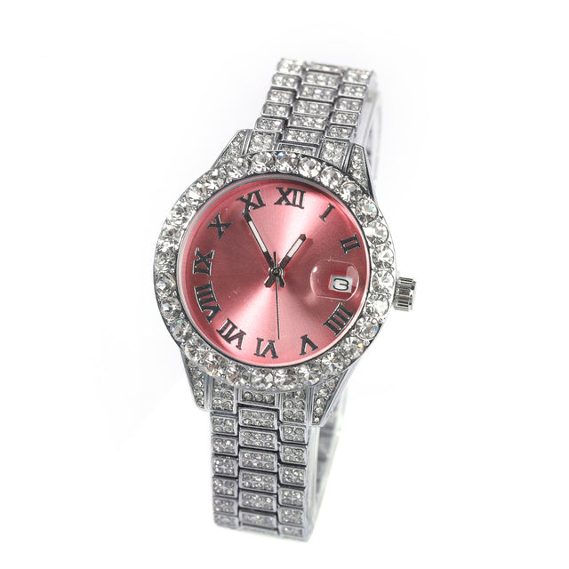 Watch Baby Pink Dial Iced