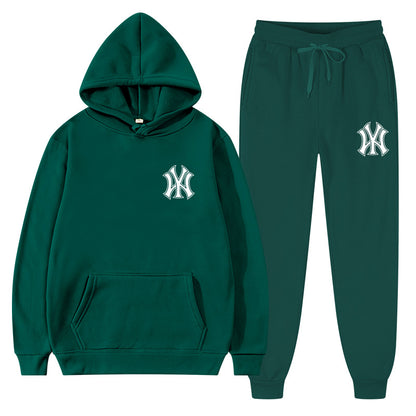 2 Pieces Sets Tracksuit Hooded Sweatshirt +Drawstring Pant