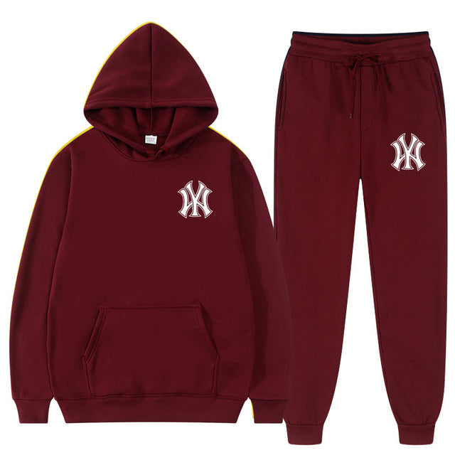 2 Pieces Sets Tracksuit Hooded Sweatshirt +Drawstring Pant