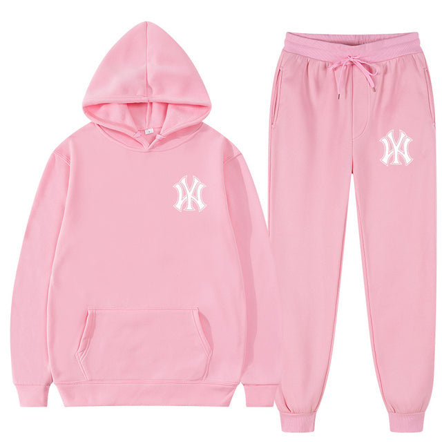 2 Pieces Sets Tracksuit Hooded Sweatshirt +Drawstring Pant