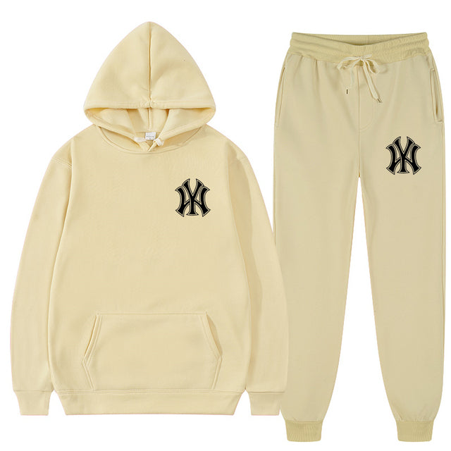 2 Pieces Sets Tracksuit Hooded Sweatshirt +Drawstring Pant