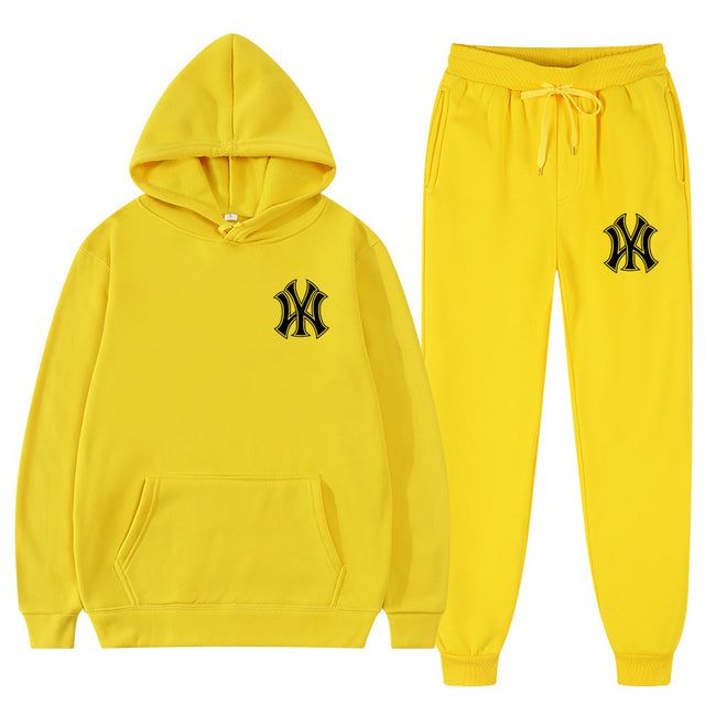 2 Pieces Sets Tracksuit Hooded Sweatshirt +Drawstring Pant