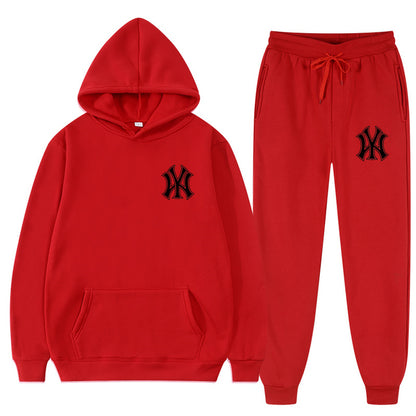 2 Pieces Sets Tracksuit Hooded Sweatshirt +Drawstring Pant